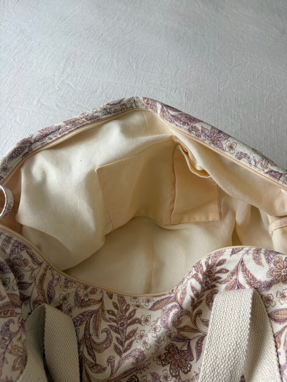 Rip Curl | Canvas Floral Weekender Bag in Cream and Mauve - Picture 6 of 6